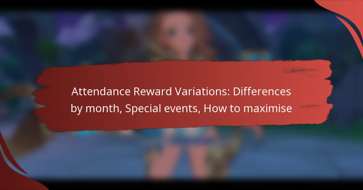 Attendance Reward Variations: Differences by month, Special events, How to maximise