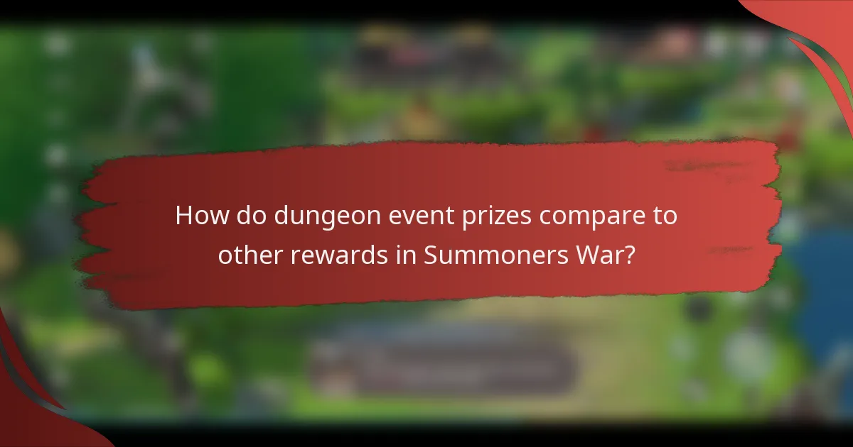 How do dungeon event prizes compare to other rewards in Summoners War?